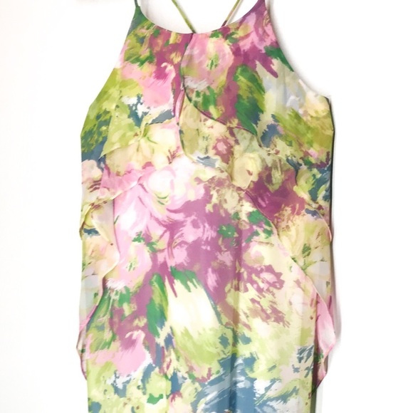 BCBGMaxAzria Swing Dress Womens Medium Floral Summer Fairycore Tier Ruffle NWT - Picture 3 of 9